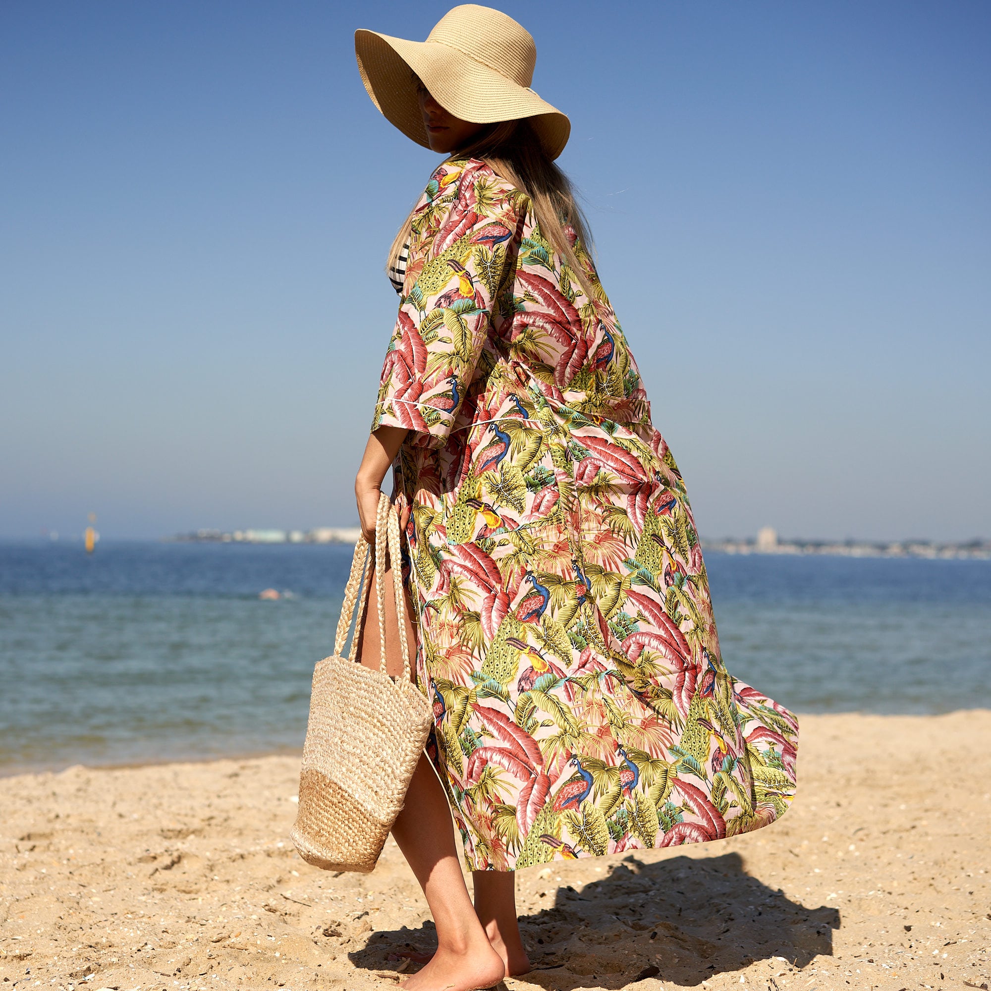‘Beach Bliss’ 100% Cotton Kimono Robe Robes - Craftluxe
